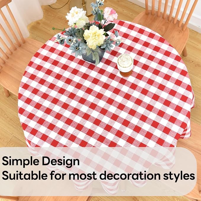Gingham Round Tablecloth Table Cloth Heavy Duty Cotton Checkered Table Cloth - Image 6