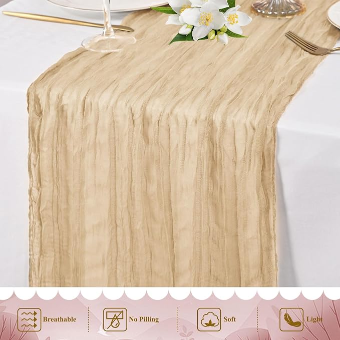 20 Packs Cheesecloth Table Runner 10FT Long Boho Gauze Fabric Table Runner - Image 5
