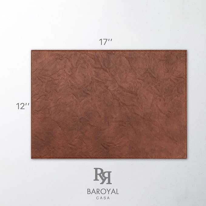 Faux Leather Placemats Set of 12 Vinyl Washable Wipeable Table Mats - Image 6