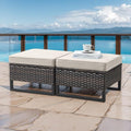 HUMMUH Outdoor Ottomans for Patio Set of 2 PE Wicker Outdoor Footstool by HUMMUH