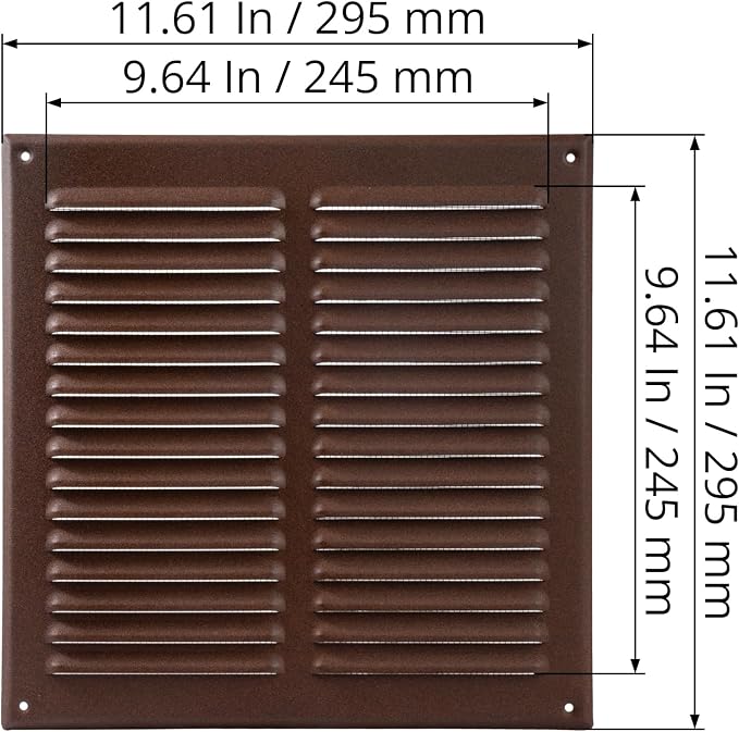 Square Ventilation Grille / 10" x 10" Inch Inside Measurement/Brown Metal Air - Image 2