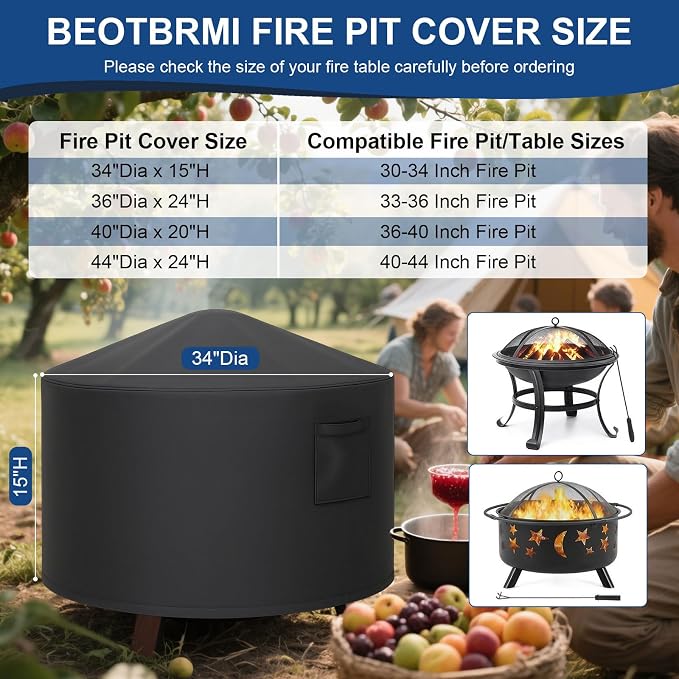 Fire Pit Cover, 34 Inch Round Fire Pit Cover - Image 2