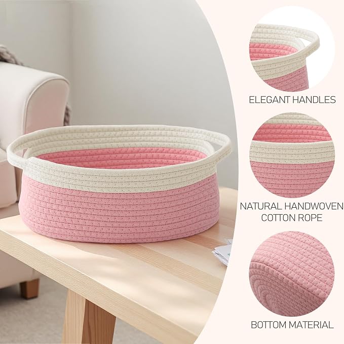 Woven Basket, Small Rope Storage Bin - Image 3