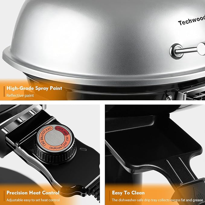 Electric Grill, Techwood Indoor/Outdoor Electric BBQ Grill, 1600W Portable - Image 4