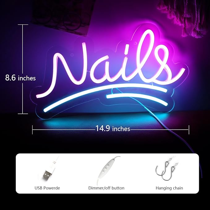 JFLLamp Nails Neon Signs for Wall Decor Neon Lights for Bedroom Led Signs - Image 2