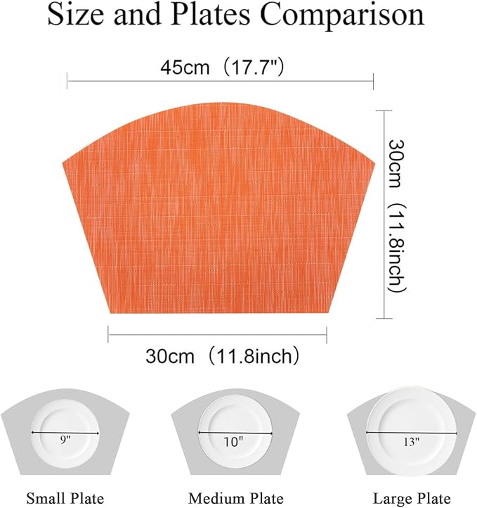 SHACOS Small Round Table Placemats Set of 4 Wedge Placemats Heat Resistant - Image 3