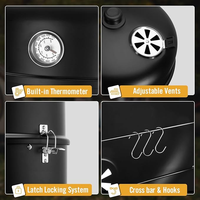 BBQ Charcoal Smoker for Meat: 16 Inch Heavy Duty 4 In 1 BBQ Charcoal Grills - Image 5