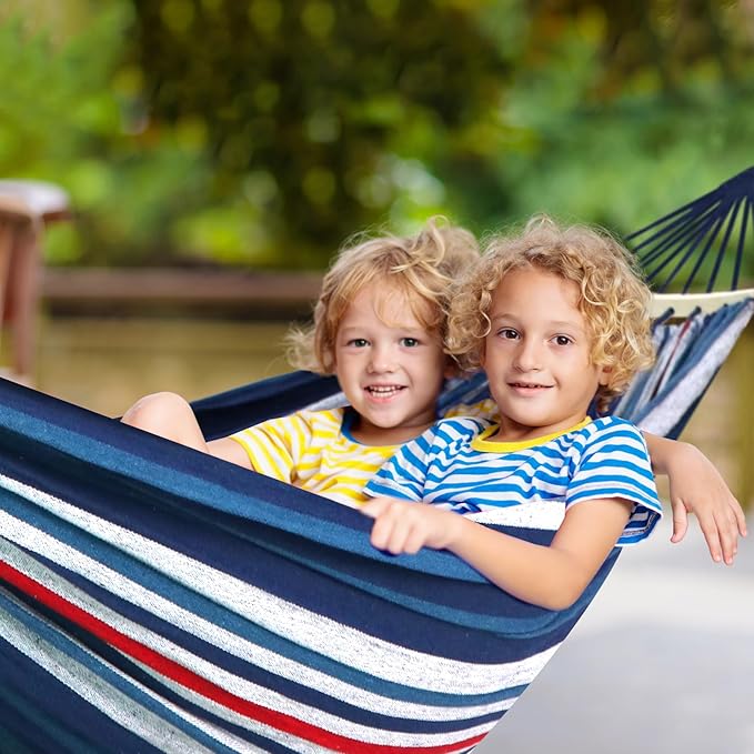 Hammocks with Spreader Bars, Detachable Pole and Cotton Stripes