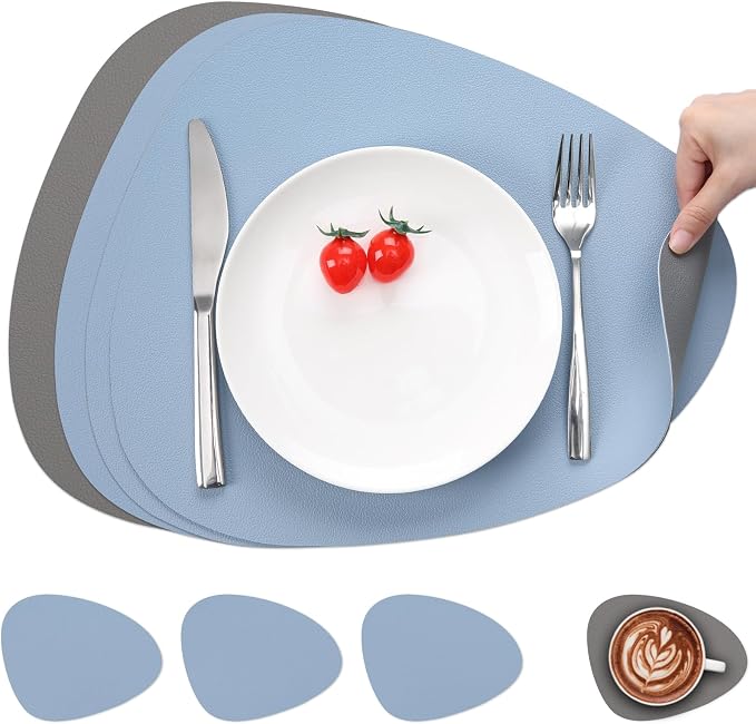 Myir JUN Placemats, Dual-Sided Placemats Waterproof Faux Leather Placemats Set by MyirJUN