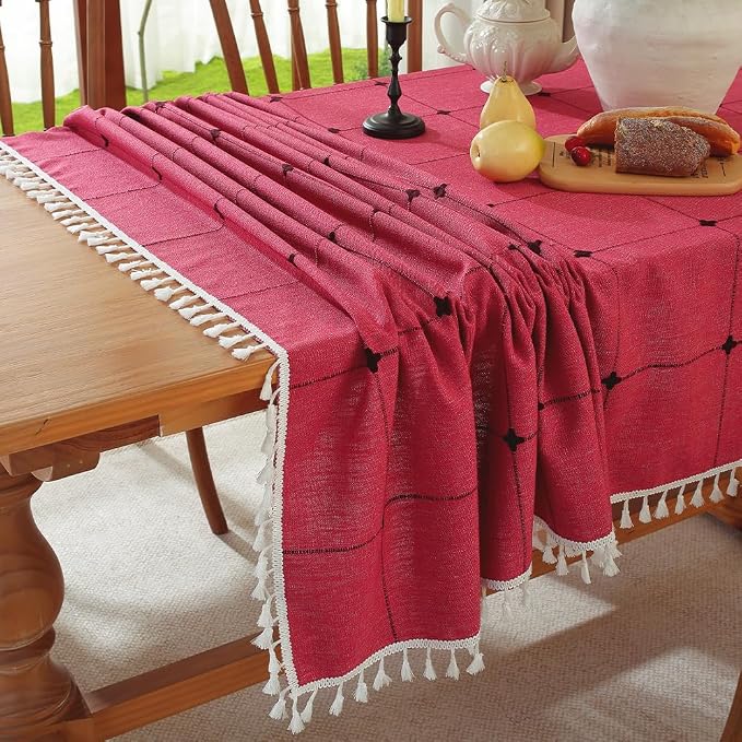 Pahajim Rustic Linen Tablecloth Cotton Rectangle Table Cloth - Image 4