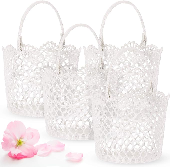 WILLBOND 8 Pcs White Flower Girl Basket - Image 8