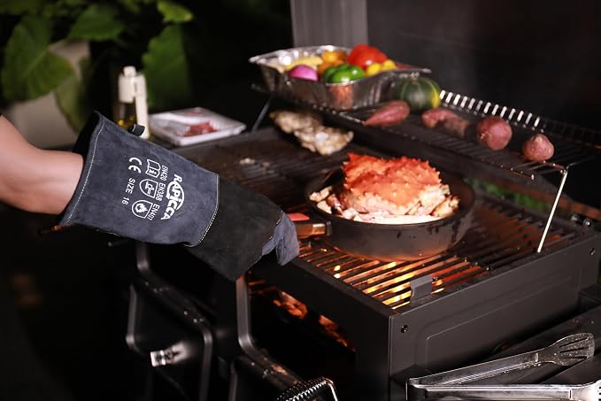Fireplace Gloves Fire Heat Resistant: Dark-Grey 16IN 932℉ - Image 8
