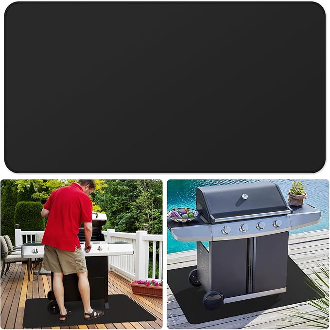 FLASLD Fireproof Under Grill Mat, 60x32 inch Grill Protector Under Desk by FLASLD