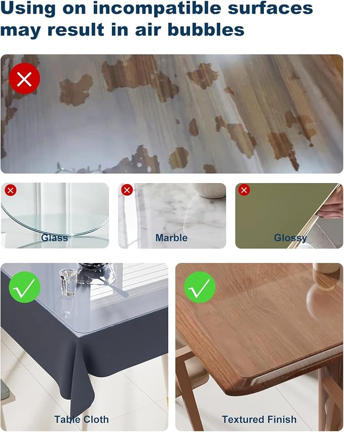 Crystal Clear Plastic Table Cover Protector, 1.5mm Thick Rectangle Vinyl Table - Image 5