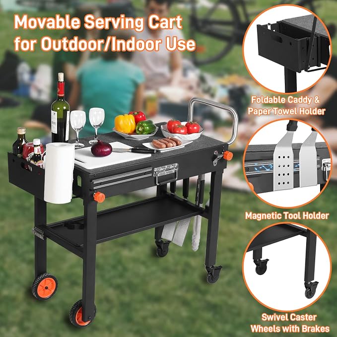 Portable Outdoor Grill Table, Folding Grill Cart Solid and Sturdy, Grill Stand - Image 5