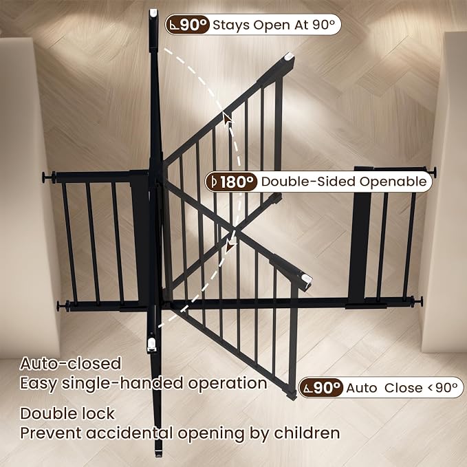 Mumeasy 29.6-46" Baby Gate for Stairs, Pressure Mounted Dog Gate for Doorways - Image 4
