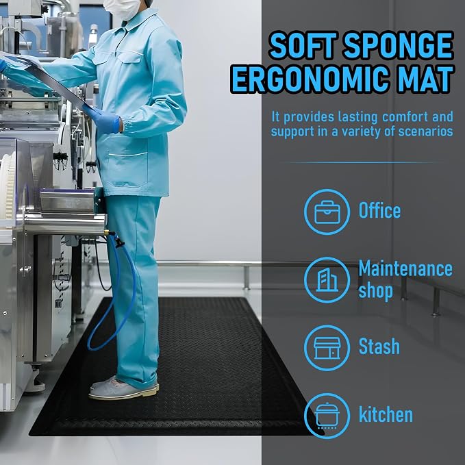 3 x 7 FT Anti Fatigue Mats Industrial 15/16 Inch Thick Soft Sponge Ergonomic - Image 6