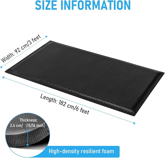 2 x 5 FT Anti Fatigue Mats Industrial 15/16 Inch Thick Soft Sponge Ergonomic - Image 2