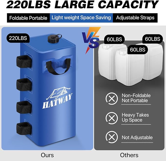 Canopy Water Weight Bag, 220 LBS Water Tent Weights Set of 4 Leg Weights - Image 4