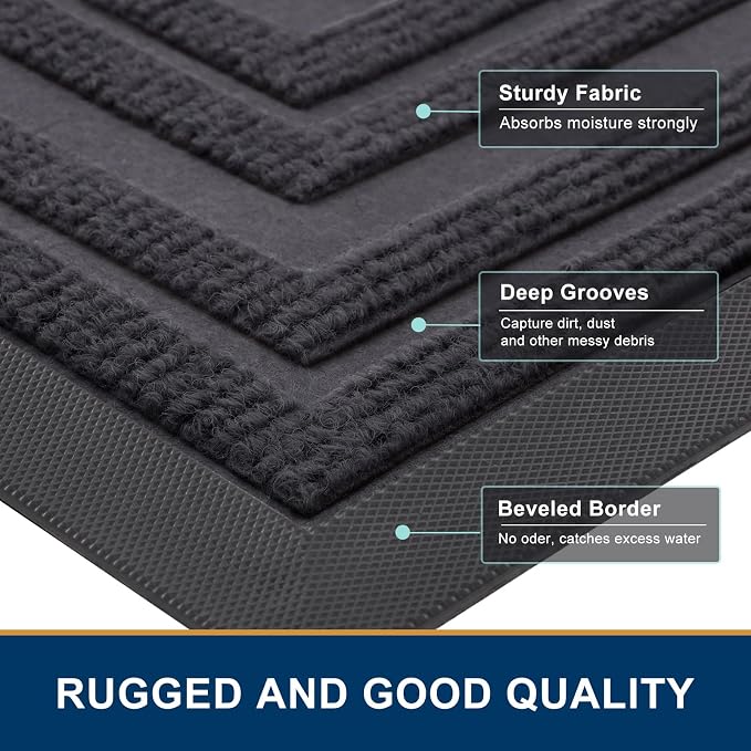 Buganda Front Door Mat Indoor Outdoor Entrance, Non-Slip Natural Rubber Doormats - Image 4