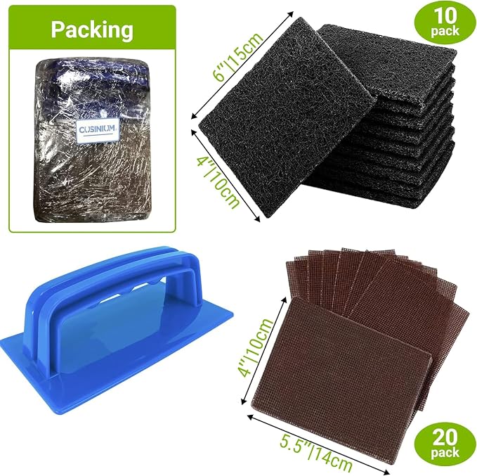 CUSINIUM 31-Piece Griddle Cleaning Kit: 1 Screen Holder, 20 Screens, 10 - Image 2