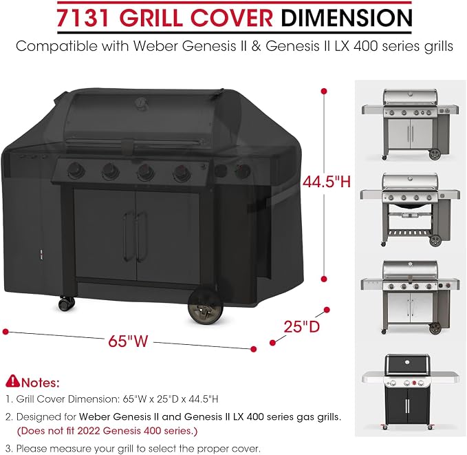Unicook 65 Inch Grill Cover for Weber Genesis II 400 Series, 4 Burner BBQ Cover - Image 2