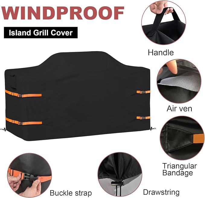 98 in Island Grill Cover, 98 Inch Island BBQ Grill Head Cover, Heavy Duty - Image 3