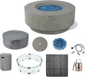 Elementi+ | Bundle Colosseo Gas Fire Pit Cast Concrete 40" Dia. Round Fire Table by AMSFireplaceInc