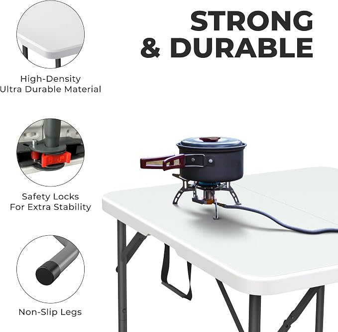 34" Square Foldable Table with Built in Handle & Steel Legs | Heavy Duty - Image 5