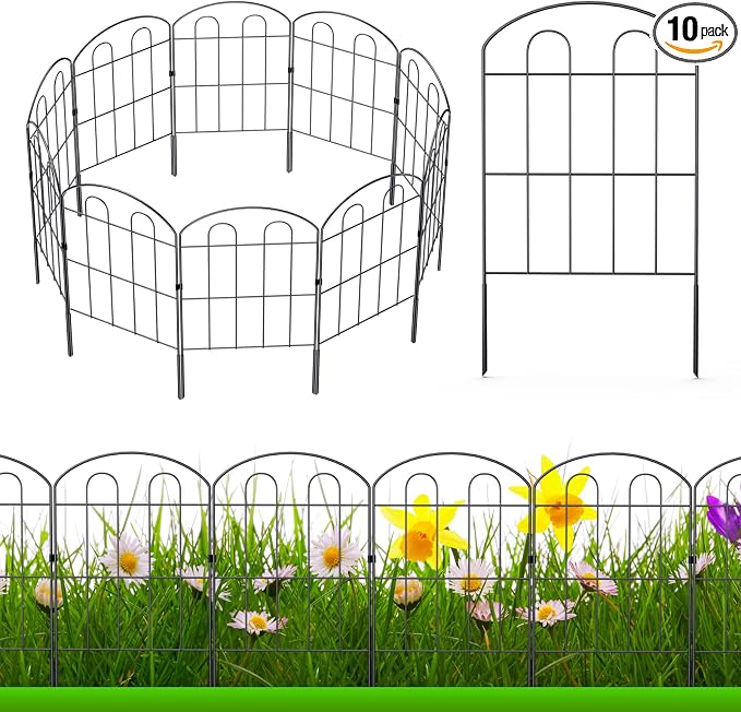 Decorative Garden Fence Outdoor 24in x 10ft Coated Metal RustProof Landscape by NANANARDOSO