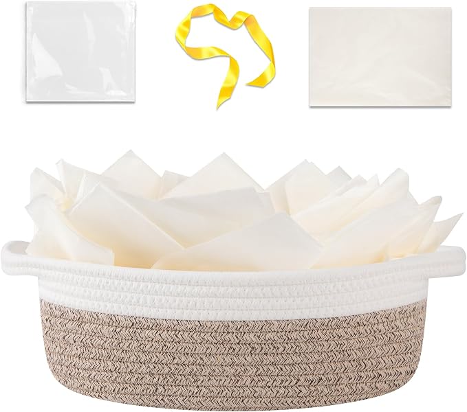OIAHOMY Gift Basket Empty with Handle, Ribbon and Wrap Tissue Paper, Dog Toy by MasterofSpaceOptimization