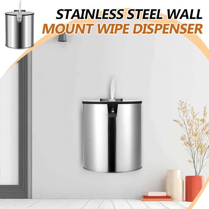 Zonon Stainless Steel Wall Mount Disinfectant Wipe Dispenser Fits Sanitizing - Image 5