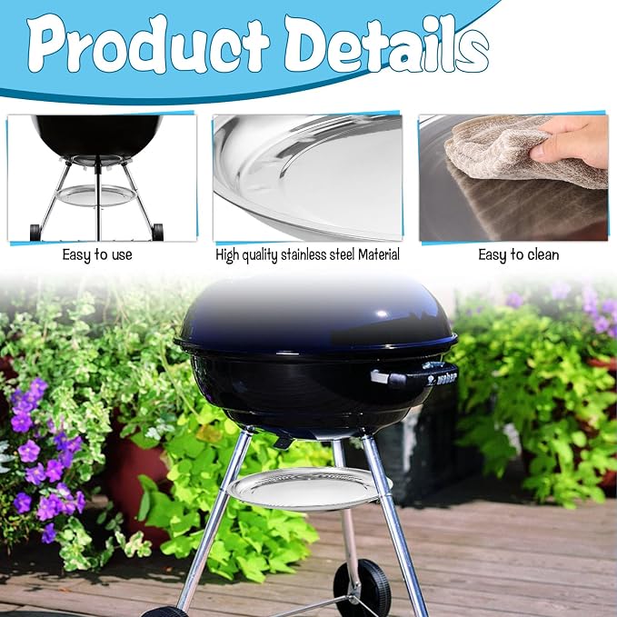 2 Pcs 13-1/2" Diameter Charcoal Grill Ash Catcher Pan Compatible - Image 3
