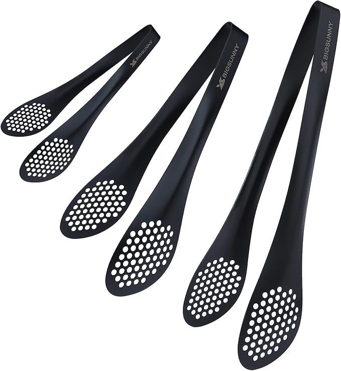 Buffet Tongs Set in Stainless Steel, Black, 7, 9 and 11 Inch