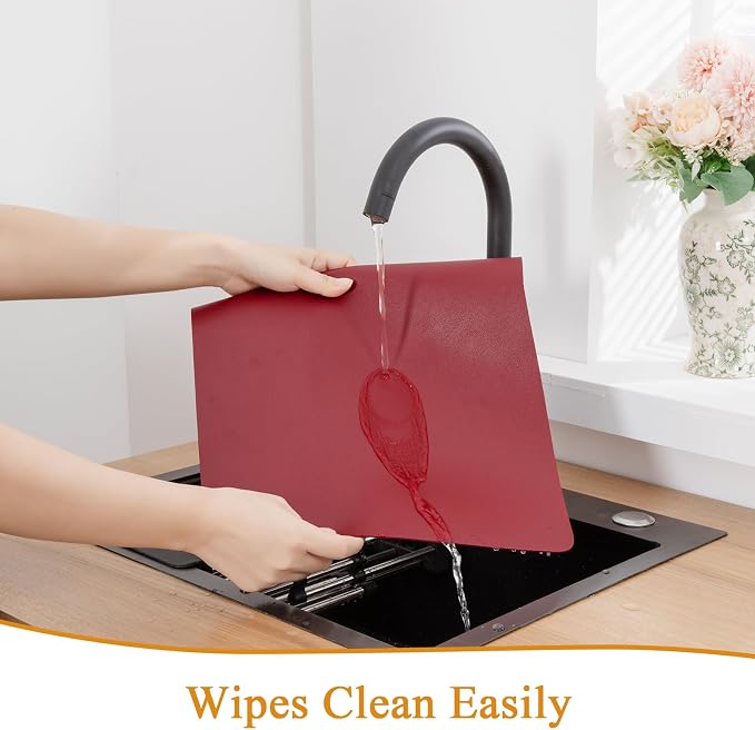 SHACOS Placemats Set of 6 Faux Leather Waterproof Leakproof Wipeable PU - Image 5