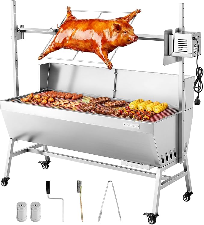 VEVOR Rotisserie Grill, 46in BBQ Outdoor Pig & Lamb Spit Roaster, Charcoal Spit by VEVOR