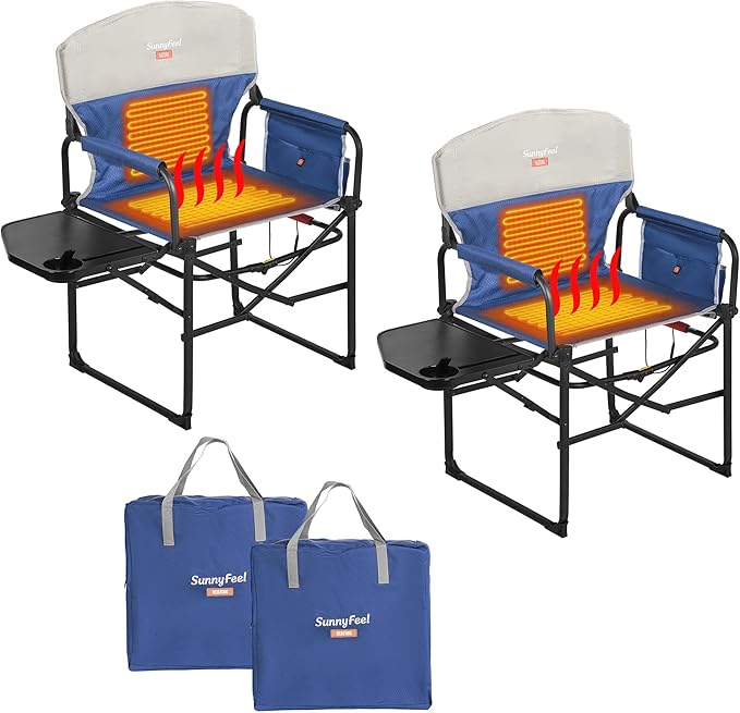 Camping Directors Chair, Blue, Steel Frame, 300 lb Capacity