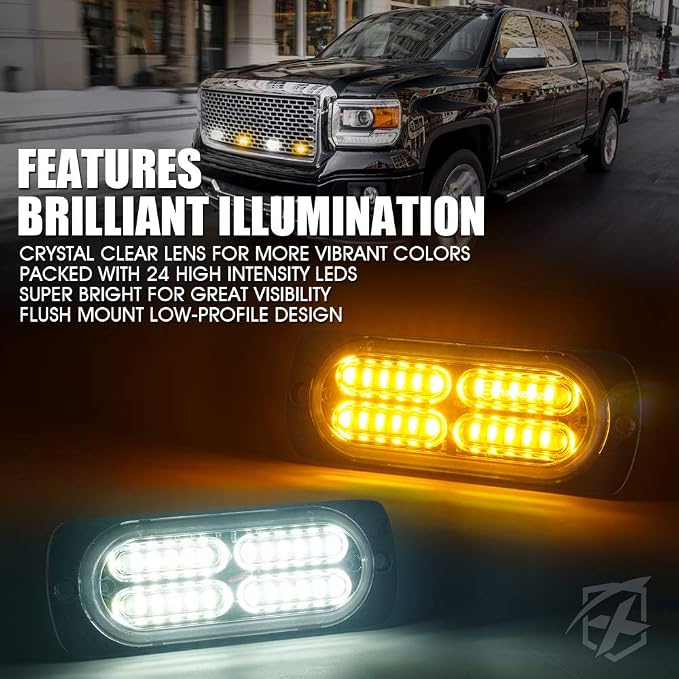 Xprite Amber/White 24 LED Surface Mount Strobe Lights Kit - Image 3
