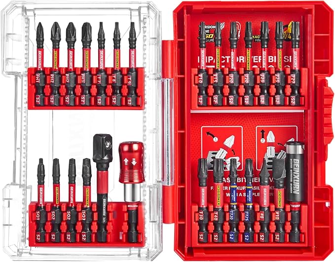 27Pieces Impact Screwdriver Bits Set, Magnetic S2 Steel by GEINXURN