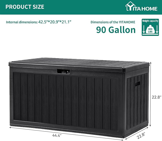 YITAHOME 90 Gallon Double-Wall Deck Box - Image 6