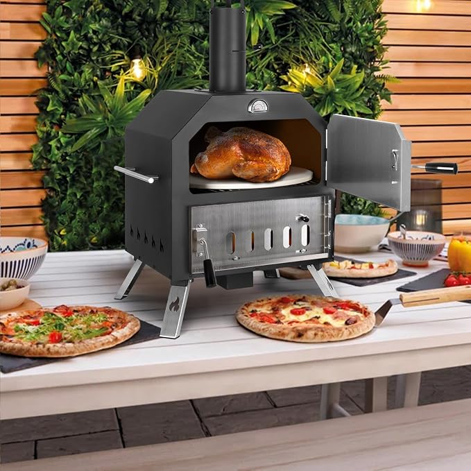 12’’ Outdoor Pizza Oven Wood Fired Pizza Oven Portable Patio Ovens Included - Image 5