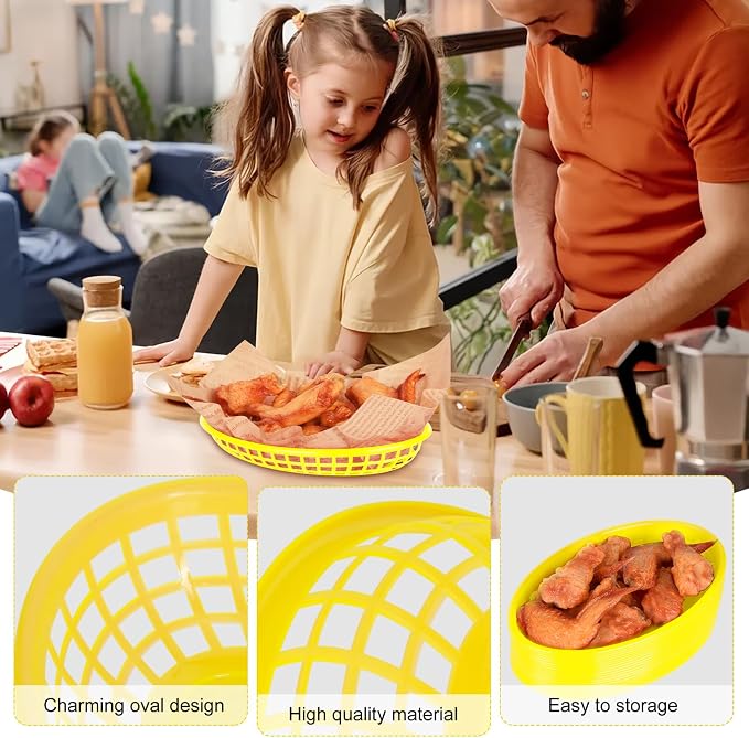 20 Pack Plastic Fast Food Baskets, 8.8" × 5.5" Small Oval Restaurant Serving - Image 3