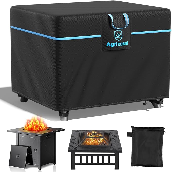 Square Fire Pit Cover for 33-36 Inch Fire Pit, 600D Heavy Duty Fire Table Cover by Agricasst