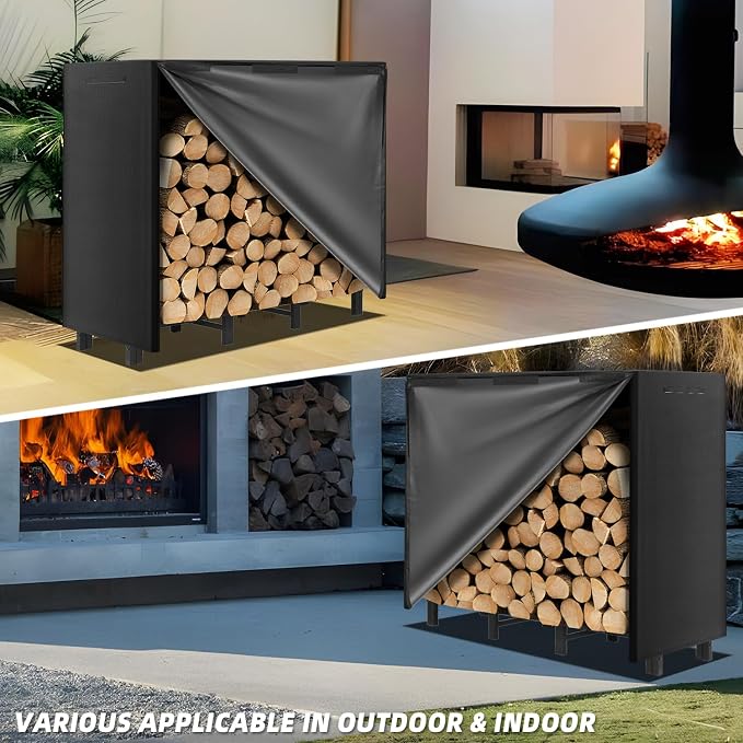4FT Firewood Rack with Waterproof Cover, Heavy Duty Firewood Storage Log Holider - Image 5
