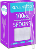 Clear Plastic Spoons Heavy Duty Disposable Spoon Reusable Bulk Plastic Utensils by Suyangeco