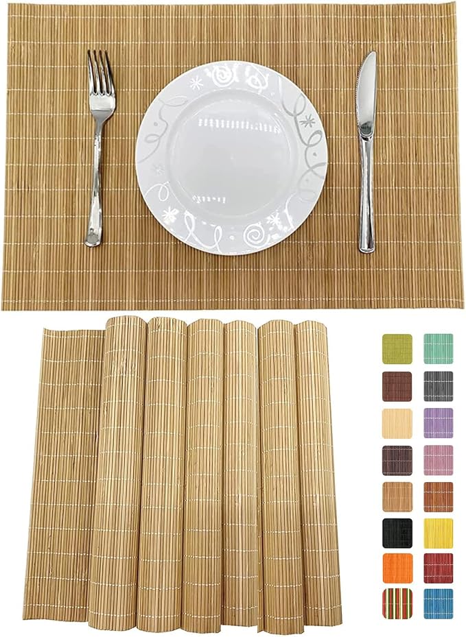ANDSTAR Set of 6 Bamboo Placemats 17.7X11.8Inch Sushi Rolling Mat Japanese by Andstar