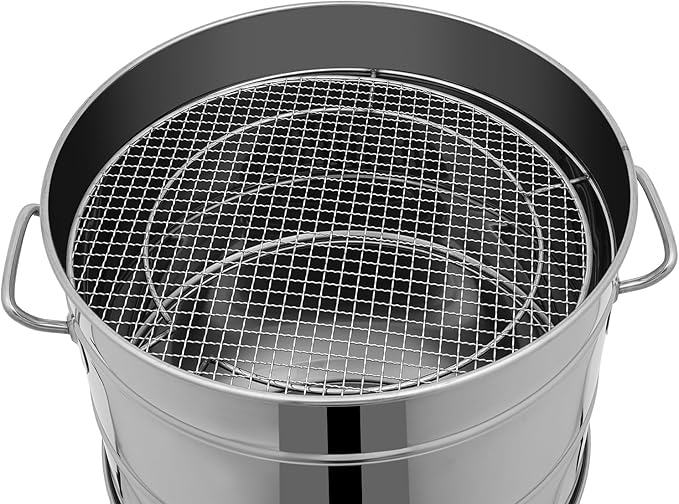 Portable Charcoal Grills, Stainless Steel BBQ Grill Barrel, 360° Smokeless - Image 7