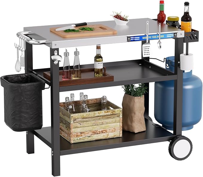 34" L x 20" W Stainless Steel Outdoor Grill Table, Grill Cart - Image 9