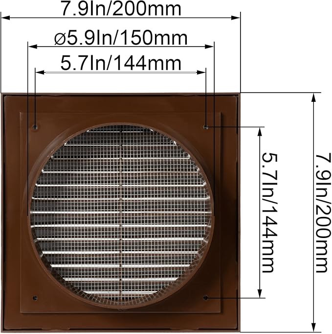 Brown 6" Inch Ventilation Grille - Image 2