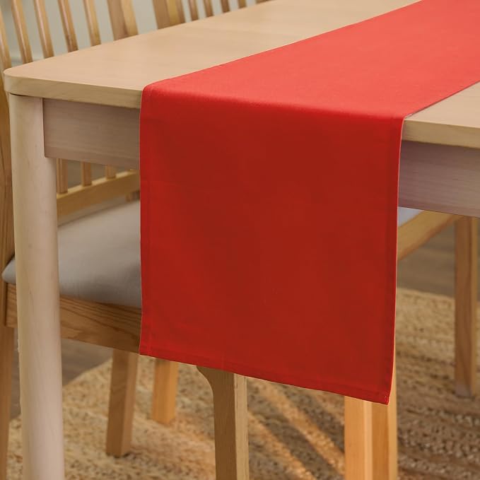 Encasa XO Table Runner 13"x104" Long | Cotton Canvas Fabric | Brick Solid Color by EncasaXO